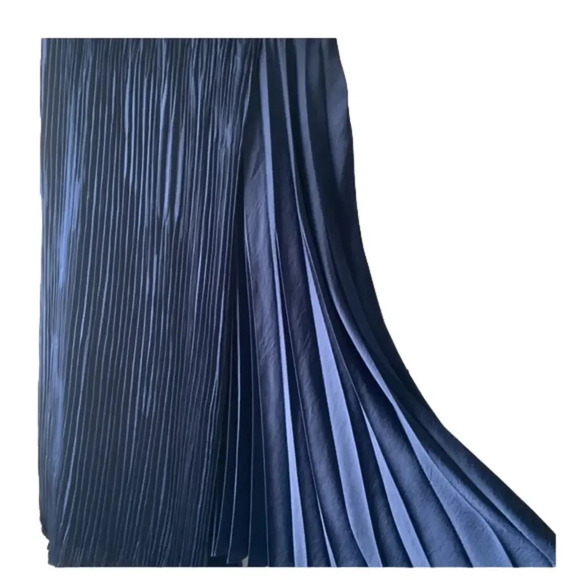 Vince Satin Mixed-Pleat Asymmetric Midi Skirt Blue with Pockets Size XXS - Picture 5 of 12